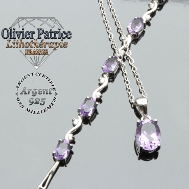 Parure améthyste en argent 925 - 3 pièces