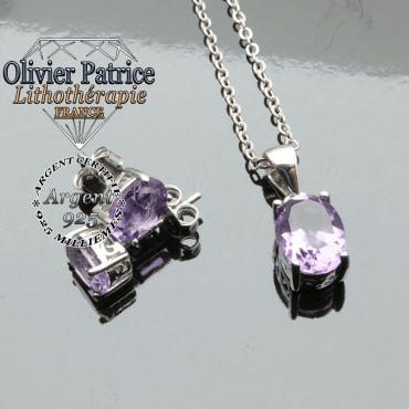 Parure améthyste en argent 925 - 3 pièces