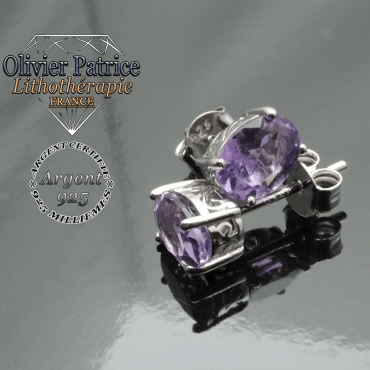 boucle d'oreille améthyste en argent 925 - 3 pièces
