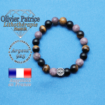 bracelet cube croix en argent 925 et sa pierre naturelle 3 pierre protection
