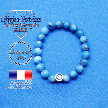 bracelet cube croix en argent 925 et sa pierre naturelle en apatite
