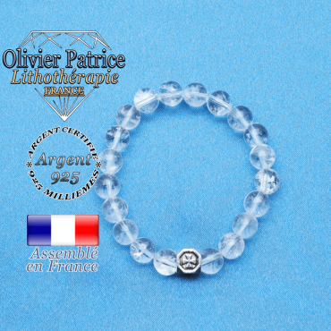 bracelet cube croix en argent 925 et sa pierre naturelle en cristale de roche