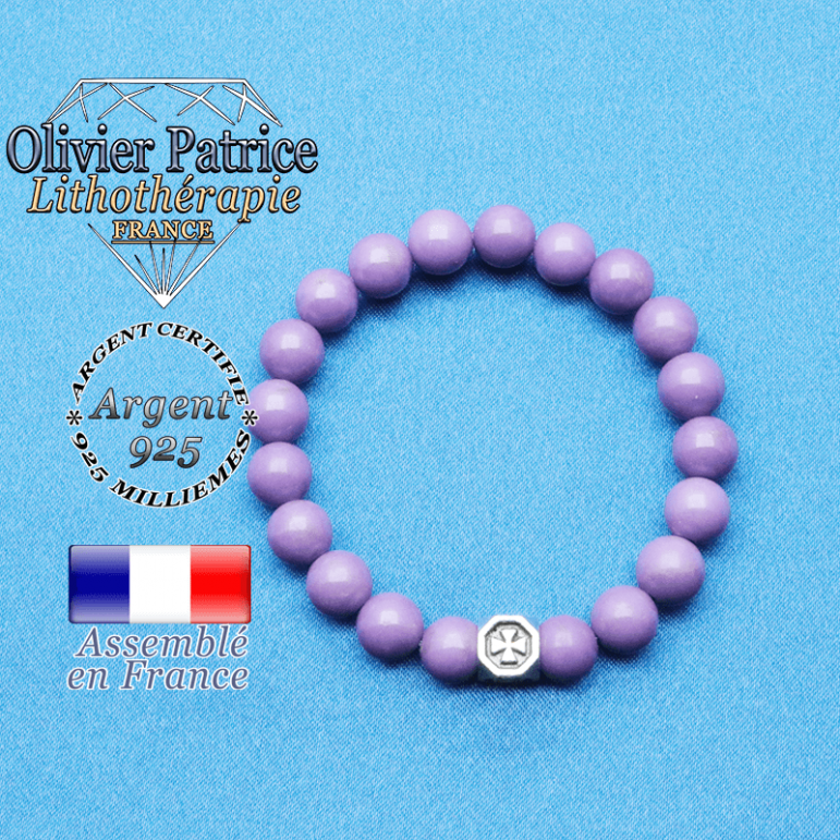 bracelet cube croix en argent 925 et sa pierre naturelle en phosphosiderite