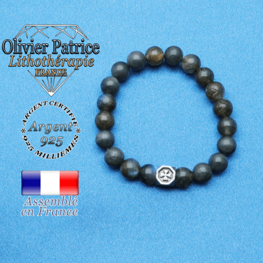 bracelet cube croix en argent 925 et sa pierre naturelle en labradorite