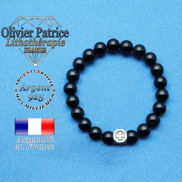 bracelet cube croix en argent 925 et sa pierre naturelle en onyx