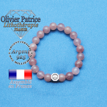 bracelet cube croix en argent 925 et sa pierre naturelle en quartz fraise lépidocrocite