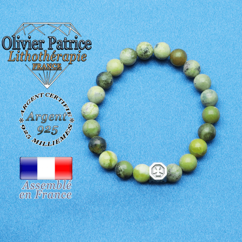 bracelet cube croix en argent 925 et sa pierre naturelle en truquoise africaine