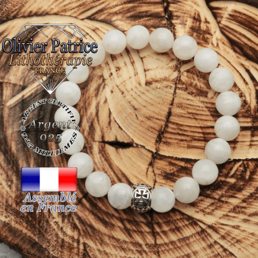 Bracelet pierre de lune et son apprêt argent 925 en forme de croix templier