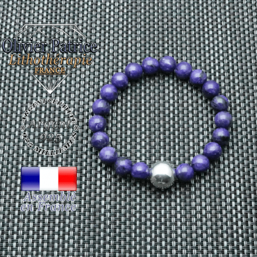 Bracelet charoïte de Russie et sa boule lisse en argent 925 de 12 mm