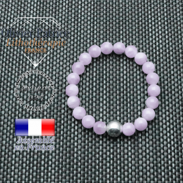 Bracelet kunzite et sa boule lisse en argent de 10 mm