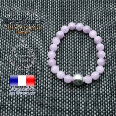 Bracelet kunzite et sa boule lisse en argent de 12 mm