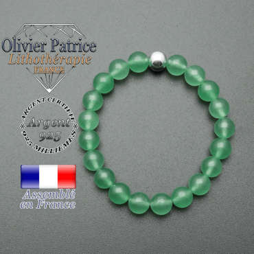 bracelet en pierre naturelle et sa finition boule lisse en argent 925 sa pierre est en aventurine