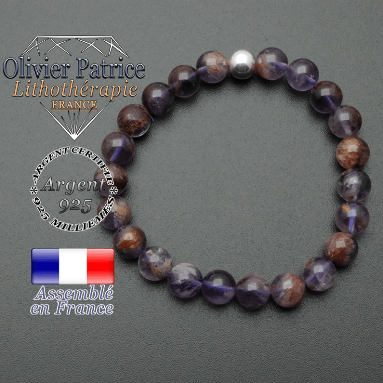bracelet en pierre naturelle et sa finition boule lisse en argent 925 sa pierre est en cacoxenite