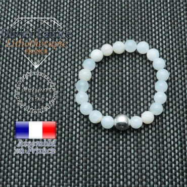 bracelet en opale peruvienne et sa boule de 10 mm en argent 925
