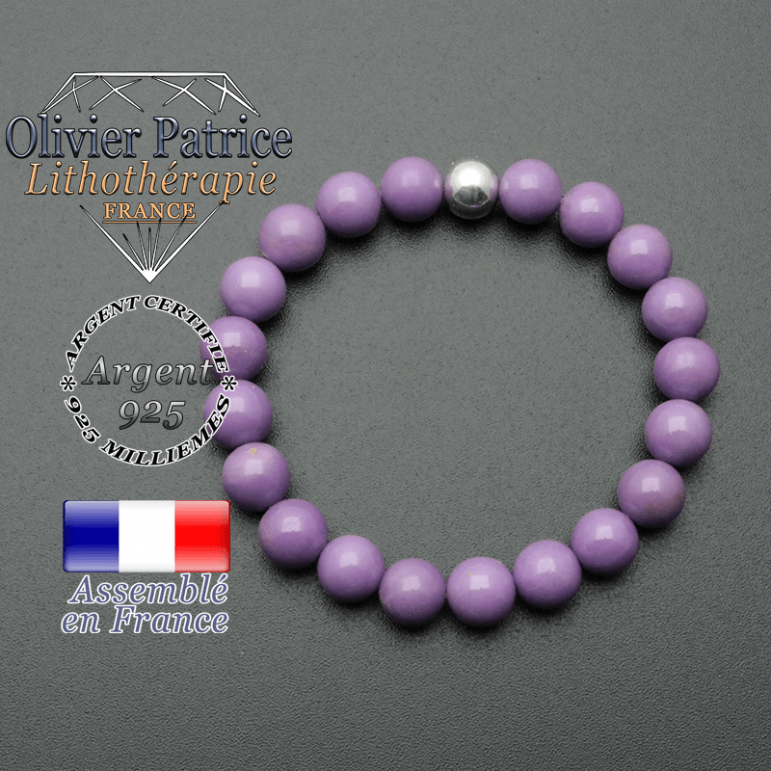 bracelet en pierre naturelle et sa finition boule lisse en argent 925 sa pierre est en phosposiderite