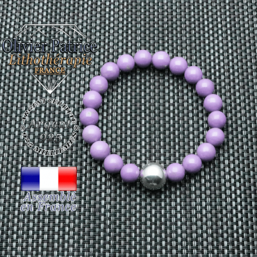 bracelet en phosphosiderite et sa boule lisse de 12mm en argent 925