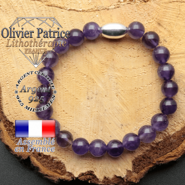 bracelet en pierre naturelle et son appret olive en argent 925 sa pierre est de l'amethyste