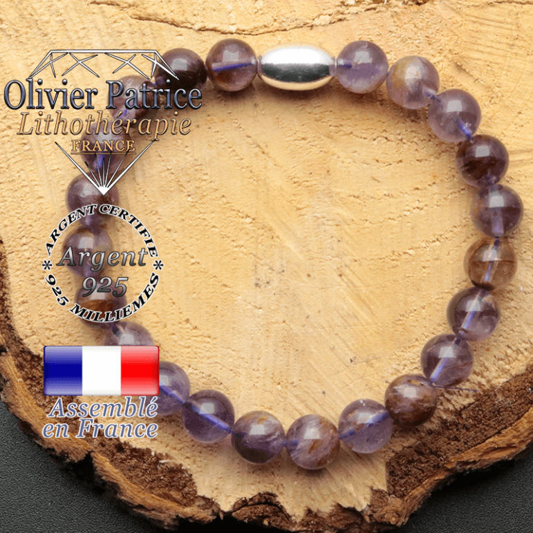 bracelet en pierre naturelle et son appret olive en argent 925 sa pierre est de la cacoxenite