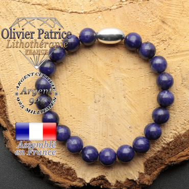 bracelet en pierre naturelle et son appret olive en argent 925 sa pierre est de la charoite