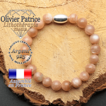 bracelet en pierre naturelle et son appret olive en argent 925 sa pierre est de la pierre du soleil
