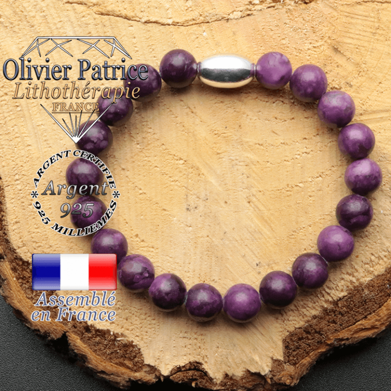 bracelet en pierre naturelle et son appret olive en argent 925 sa pierre est de la sugilite