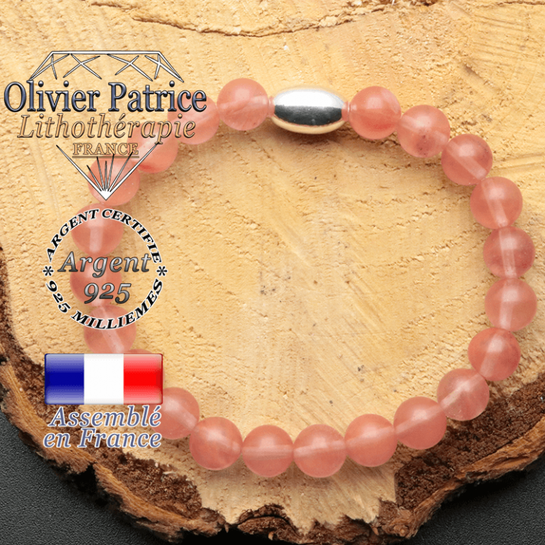 bracelet en pierre naturelle et son appret olive en argent 925 sa pierre est de la tourmaline pasteque