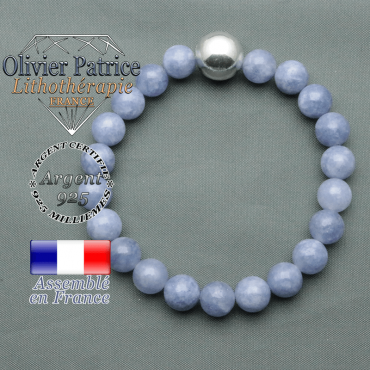 bracelet boule lisse de 12mm en argent 925 en angelite