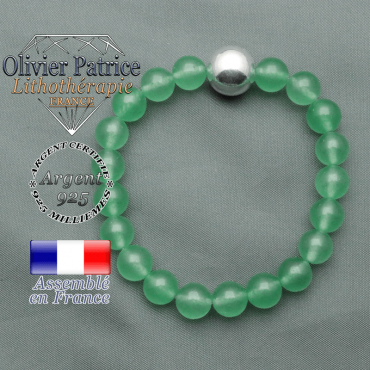 bracelet boule lisse de 12mm en argent 925 en aventurine
