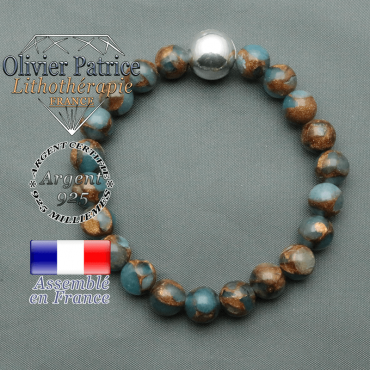 bracelet boule lisse de 12mm en argent 925 en bornite