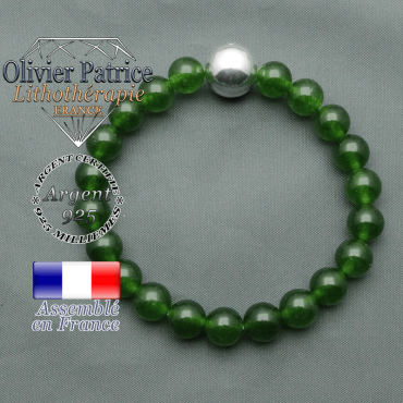bracelet boule lisse de 12mm en argent 925 en jade de taiwan