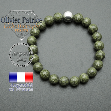 bracelet boule lisse de 10mm en argent 925 en serpentine