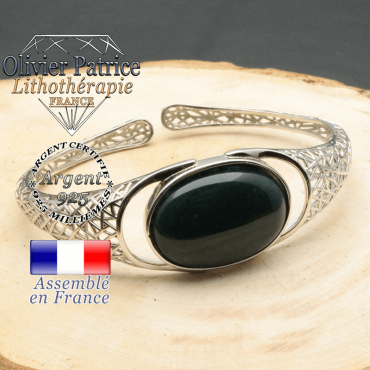 Bracelet argent 925 en forme de toile d'araignée en pierre naturelle en agate mousse