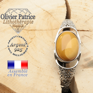 Bracelet argent 925 en forme de toile d'araignée en pierre naturelle en jaspe mokaite
