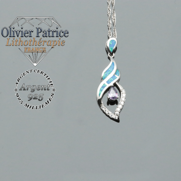 Pendentif argent 925 en opale de feu naturelle