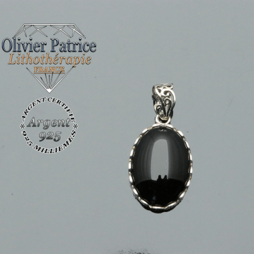 Pendentif en onyx naturel ovale style médaillon en argent 925