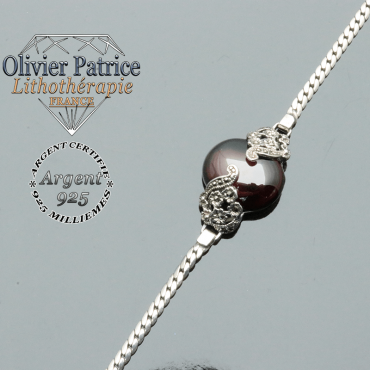 Bracelet de la parure fleur en argent 925 et grenat naturel