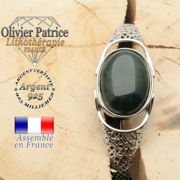 Bracelet pierre naturelle et argent 925 ouvert avec forme toile araignée