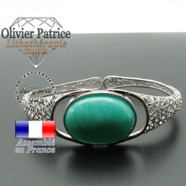 Bracelet amazonite jonc argent 925 pour femme