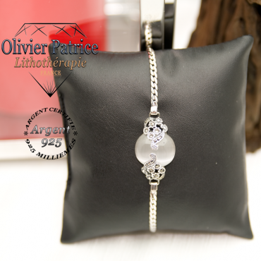 Bracelet opale orné de fleurs en argent 925