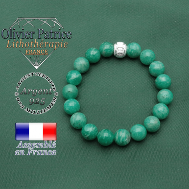 Le strass des JO : jeux olympiques qui vient se monter sur un bracelet amazonite naturelle russe