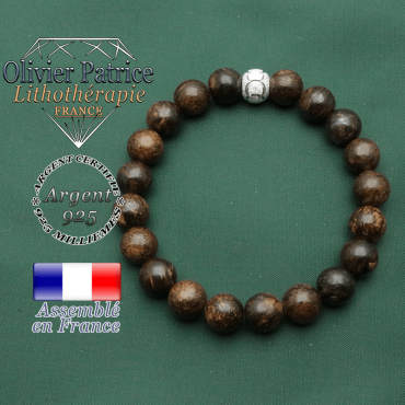 Bracelet des jeux olympiques en bronzite naturelle avec sigle symbole des JO