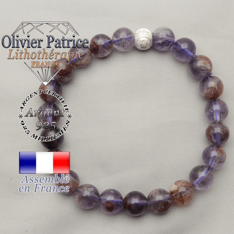 Bracelet sourire strass argent 925 avec ses perles rondes de cacoxenite naturelles