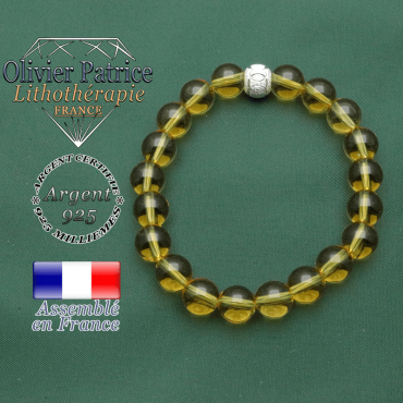 Bracelet citrine pierre naturelle et son appret argent 925 strass des jeux olympiques symbole JO