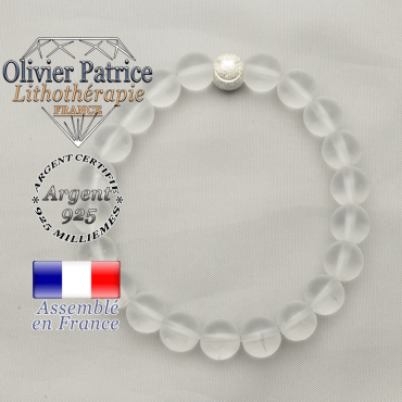 Bracelet sourire smiley strass argent 925 apprêt pour femme avec des pierres naturelles cristal de roche opaques