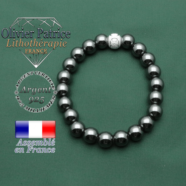 Bracelet anneaux des JO olympiques pour femme en argent 925 et hematite naturelles special jeu