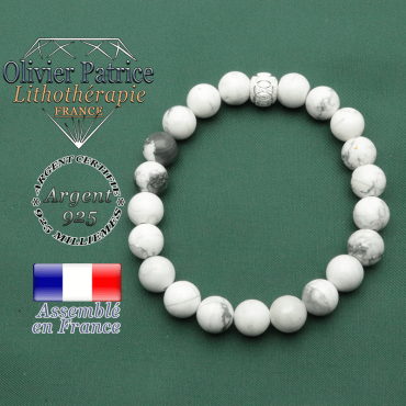 Bracelet howlite naturel pour mincir avec son appret strass brillant des JO