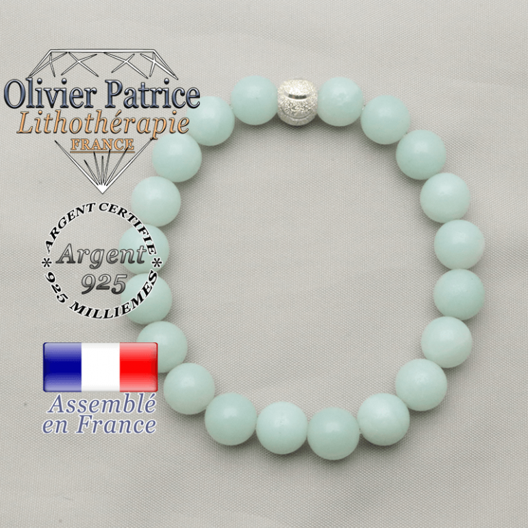 Bracelet pour retrouver le sourire en argent 925 avec son apprêt et pierres jade vert pour femme