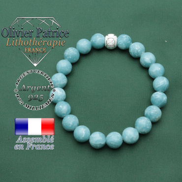 Bracelet finition anneaux des jeux olympiques en larimar naturel