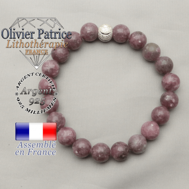 Bracelet femme du sourire en argent 925 avec lepidolite pierre naturelle