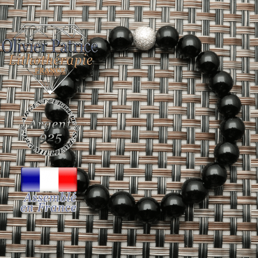 Bracelet perles naturelles de 8 mm avec finition strass unie en argent 925